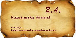 Ruzsinszky Armand névjegykártya